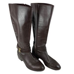 Lauren Ralph Lauren Womens 8B Micah Dark Brown Leather Knee High Riding Boot
